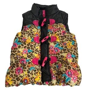 ENYCE a Sean Combs Co. Toddler Girl Cheetah Floral Vest Ruffled Bottom Size 3T